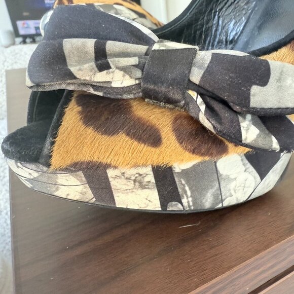 Emilio Pucci Ponyhair Slingback Platforms Baddie Luxury Animal Print Sz 9 - Picture 11 of 12